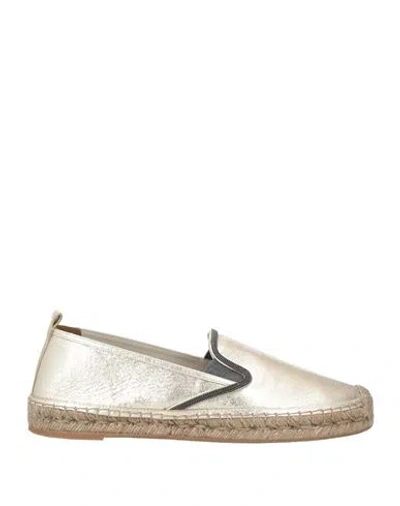Brunello Cucinelli Woman Espadrilles Platinum Size 6 Leather In Multi