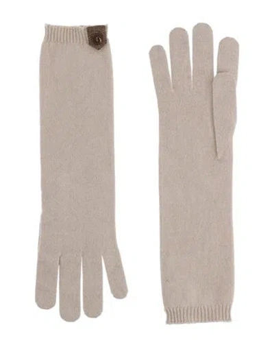 Brunello Cucinelli Woman Gloves Beige Size L Cashmere, Brass, Ecobrass, Acetate, Silk