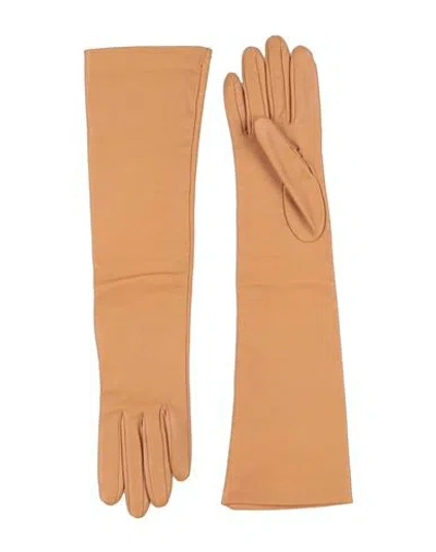 Brunello Cucinelli Woman Gloves Camel Size M Leather In Sand