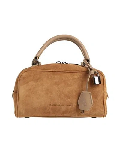 Brunello Cucinelli Woman Handbag Camel Size - Leather In Sand