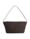 Brunello Cucinelli Bead-embellished Faux Raffia Shoulder Bag In Brown