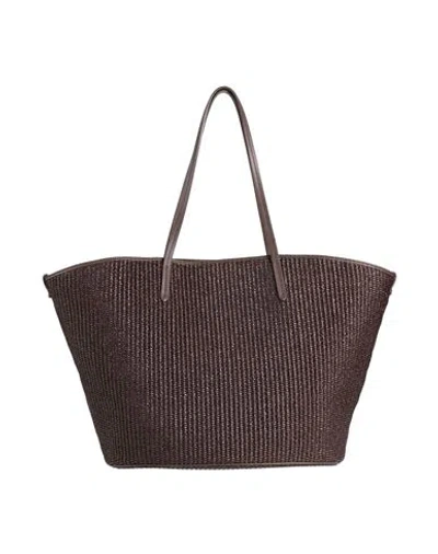 Brunello Cucinelli Raffia Effect Tote Bag In Dark Brown