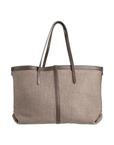 Brunello Cucinelli Woman Handbag Khaki Size - Cotton, Polyamide In Sand