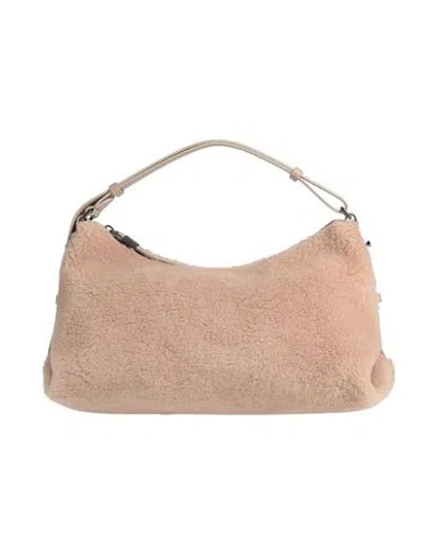 Brunello Cucinelli Woman Handbag Sand Size - Virgin Wool, Polyamide, Cashmere, Leather, Ecobrass In Beige