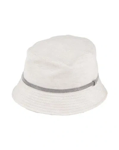 Brunello Cucinelli Woman Hat Beige Size S Linen, Polyester, Polyamide, Brass In Gray