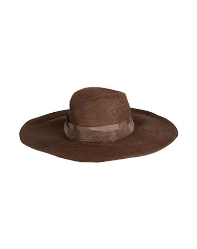 Brunello Cucinelli Woman Hat Brown Size L Hemp, Cotton, Nylon, Silk
