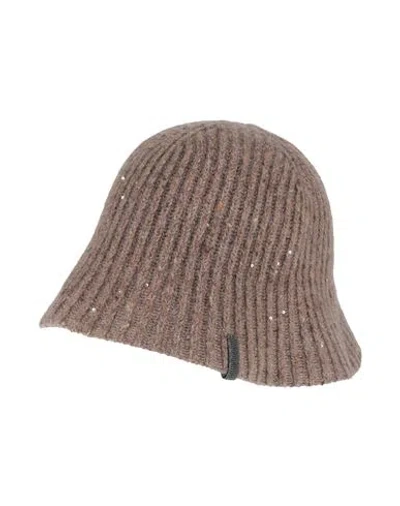 Brunello Cucinelli Woman Hat Brown Size M Synthetic Fibers, Wool, Mohair Wool, Cotton, Cashmere