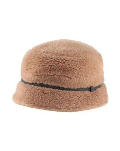 Brunello Cucinelli Woman Hat Camel Size S Virgin Wool, Polyamide, Cashmere In Beige