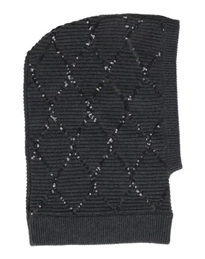 Brunello Cucinelli Woman Hat Charcoal Size M Cashmere, Polyester In Black