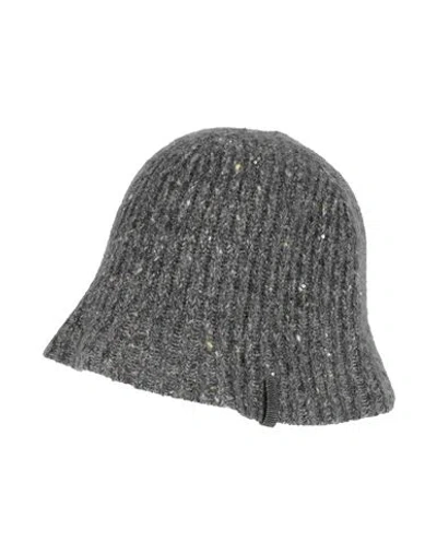 Brunello Cucinelli Woman Hat Charcoal Size M Synthetic Fibers, Wool, Mohair Wool, Cotton, Cashmere In Grey