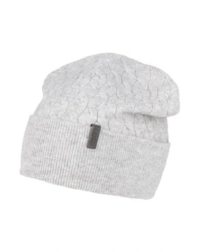 Brunello Cucinelli Woman Hat Grey Size L Virgin Wool, Cashmere, Silk, Brass