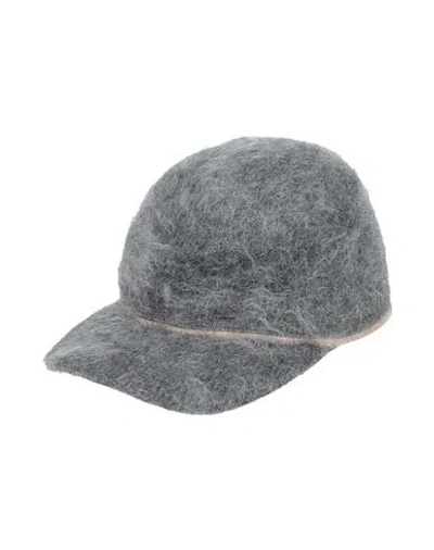 Brunello Cucinelli Woman Hat Grey Size M Mohair Wool, Polyamide, Wool, Brass In Gray