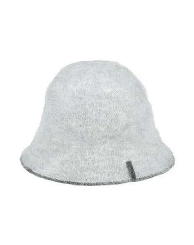 Brunello Cucinelli Woman Hat Grey Size M Polyamide, Mohair Wool, Wool, Brass In Gray