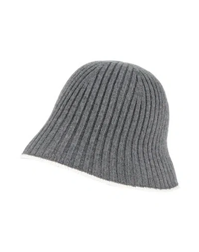 Brunello Cucinelli Woman Hat Grey Size M Polyamide, Virgin Wool, Cashmere, Silk In Gray