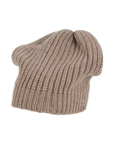 Brunello Cucinelli Woman Hat Light Brown Size M Cashmere, Silk
