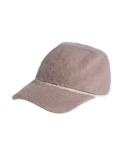 Brunello Cucinelli Woman Hat Light Brown Size M Mohair Wool, Polyamide, Wool, Brass