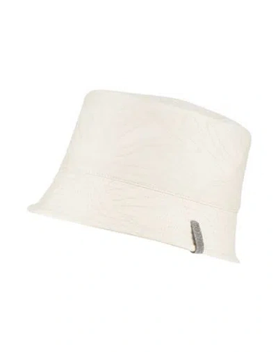 Brunello Cucinelli Woman Hat Off White Size M Cotton, Polyamide In Neutral