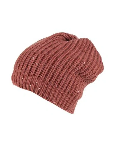 Brunello Cucinelli Woman Hat Rust Size M Cashmere, Silk In Red