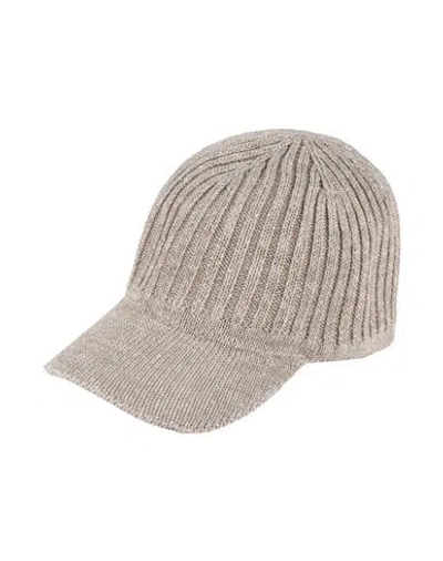Brunello Cucinelli Woman Hat Sand Size M Linen, Polyester, Metallic Fiber, Polyamide In Brown