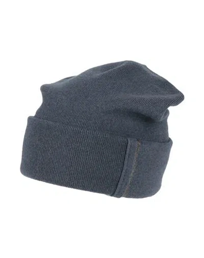 Brunello Cucinelli Woman Hat Slate Blue Size L Cashmere In Blue
