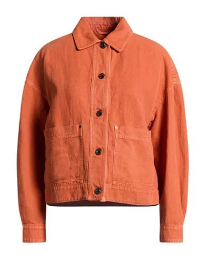 Brunello Cucinelli Woman Jacket Orange Size 6 Cotton, Linen