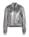 Brunello Cucinelli Woman Jacket Silver Size 14 Leather In Silver