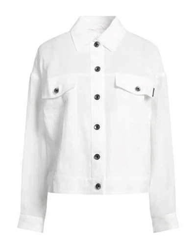 Brunello Cucinelli Woman Jacket White Size 4 Cotton, Brass
