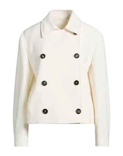 Brunello Cucinelli Woman Jacket White Size 6 Cotton, Linen In Neutral