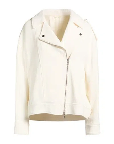 Brunello Cucinelli Woman Jacket White Size 8 Viscose, Linen In Gold