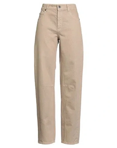 Brunello Cucinelli Woman Jeans Beige Size 10 Cotton, Viscose, Polyester In Brown