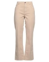 Brunello Cucinelli Woman Jeans Beige Size 8 Cotton, Elastane, Soft Leather, Brass