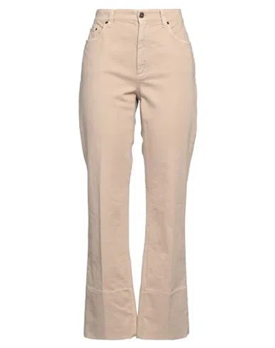 Brunello Cucinelli Woman Jeans Beige Size 8 Cotton, Elastane, Soft Leather, Brass