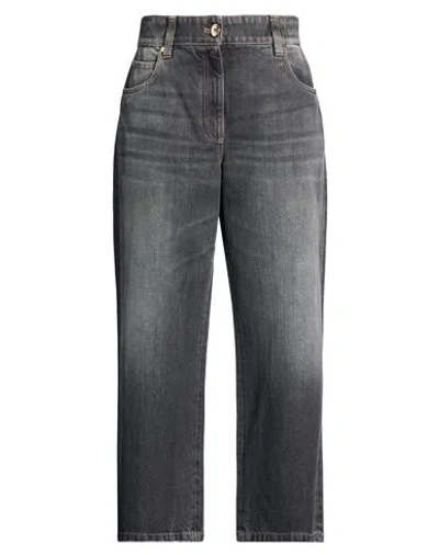 Brunello Cucinelli Woman Jeans Black Size 2 Cotton, Brass In Multi