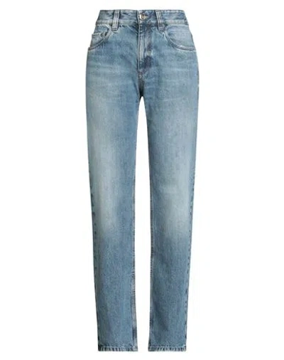 Brunello Cucinelli Woman Jeans Blue Size 8 Cotton, Leather, Ecobrass