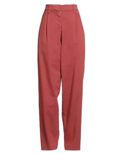 Brunello Cucinelli Woman Jeans Brick Size 8 Cotton, Elastane In Red