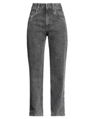 Brunello Cucinelli Woman Jeans Charcoal Size 4 Cotton In Gray