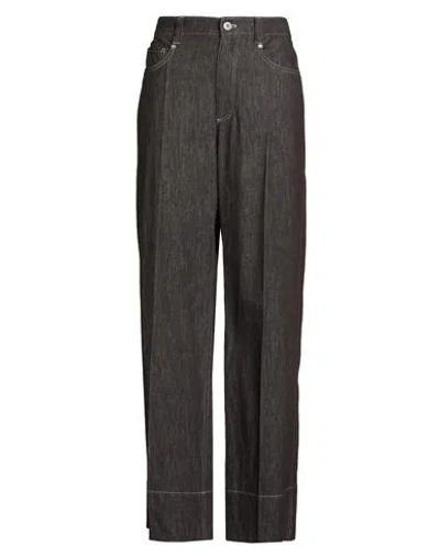 Brunello Cucinelli Woman Jeans Chocolate Brown Size 6 Cotton, Brass In Gray