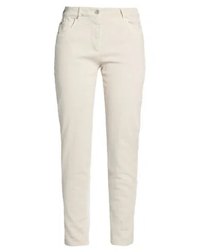 Brunello Cucinelli Woman Jeans Cream Size 6 Cotton, Elastane, Ecobrass In Neutral