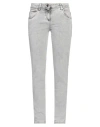 Brunello Cucinelli Woman Jeans Grey Size 8 Cotton, Elastane, Leather, Brass In Grey