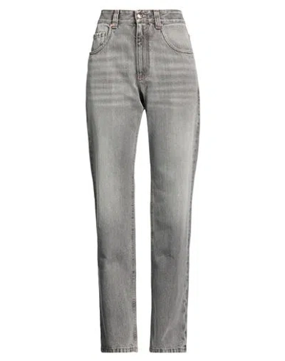 Brunello Cucinelli Woman Jeans Grey Size 2 Cotton In Multi