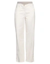 Brunello Cucinelli Woman Jeans Ivory Size 10 Cotton, Elastane In White