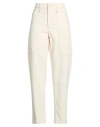 Brunello Cucinelli Woman Jeans Ivory Size 10 Cotton, Elastane In Neutral