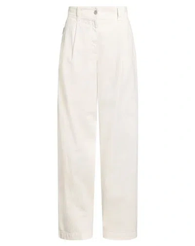 Brunello Cucinelli Woman Jeans Ivory Size 14 Cotton, Elastane In Neutral