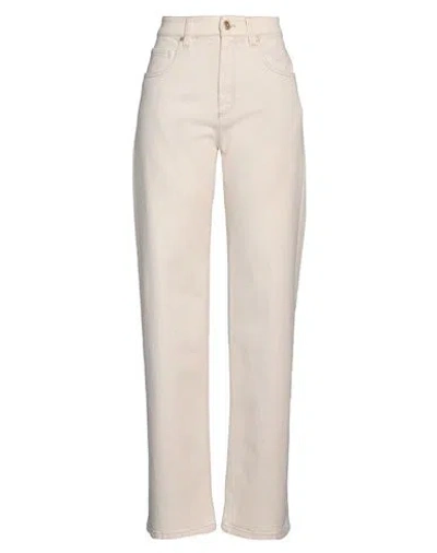 Brunello Cucinelli Woman Jeans Ivory Size 6 Cotton, Elastane, Leather, Ecobrass In White