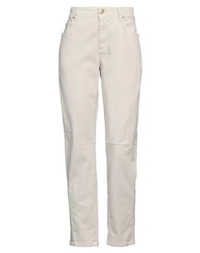 Brunello Cucinelli Woman Jeans Ivory Size 6 Cotton, Elastane In White