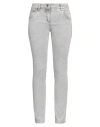 Brunello Cucinelli Woman Jeans Light Grey Size 10 Cotton, Elastane, Leather In Light Grey