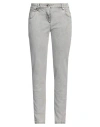 Brunello Cucinelli Woman Jeans Grey Size 8 Cotton, Elastane, Leather, Brass In Grey