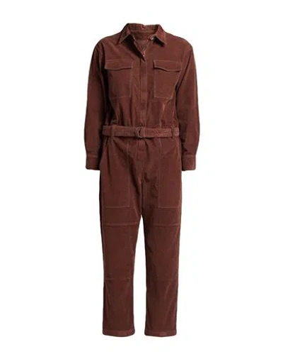 Brunello Cucinelli Woman Jumpsuit Brown Size M Cotton, Cashmere, Elastane, Brass In Red