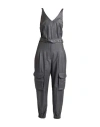 Brunello Cucinelli Woman Jumpsuit Charcoal Size M Virgin Wool, Brass In Grey