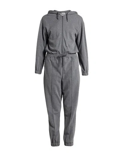 Brunello Cucinelli Woman Jumpsuit Grey Size L Cotton, Brass In Gray